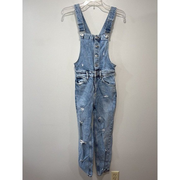 We the Free Vintage Distressed Denim Overalls, Size 25