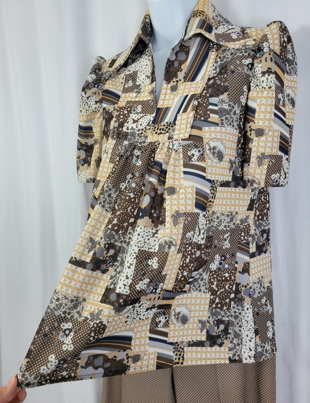 Vintage 2 Pc Top & Pants Set in Brown/Grey/White Size XS Maternity?