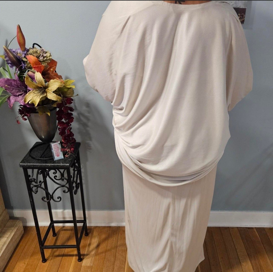 Vintage 70s Silver Elegant Dress With Bolero Top