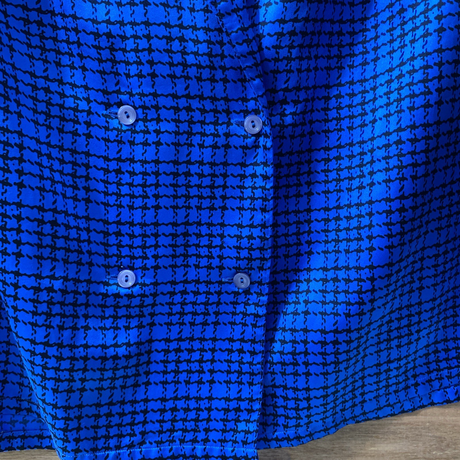 Vtg 90’s Oscar De La Renta Collectibles Collection Black & Blue Blouse Sz 10