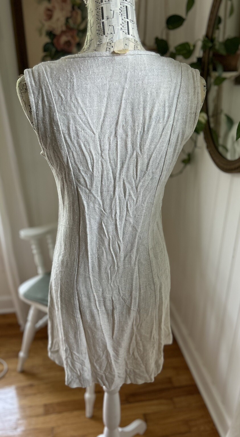1960s 1970s 60s 70s Vintage Flax Pocket Trim Retro Mod Short Mini Dress XS