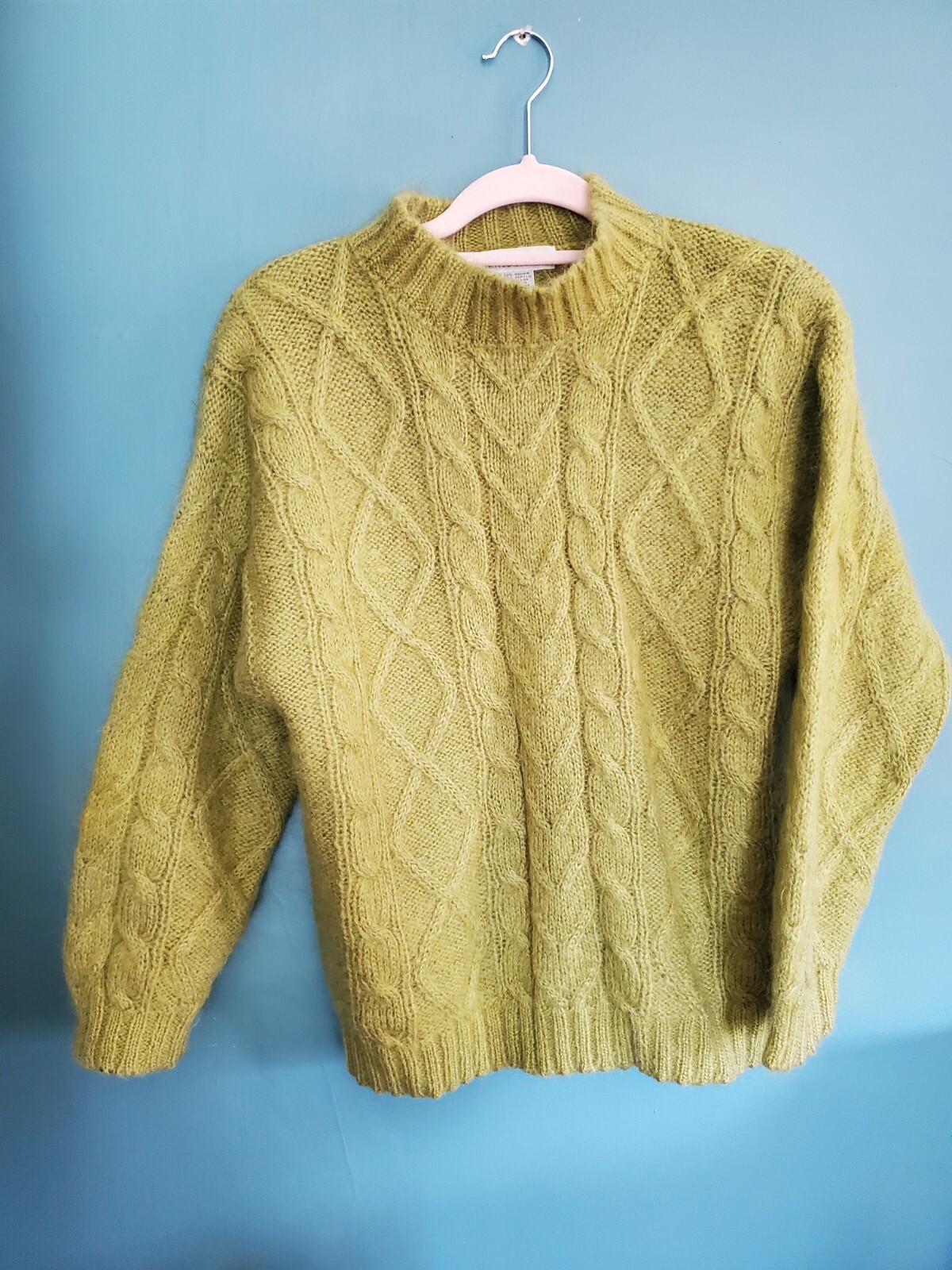 Vintage 1980s Limited Express green mohair cable knit sweater small