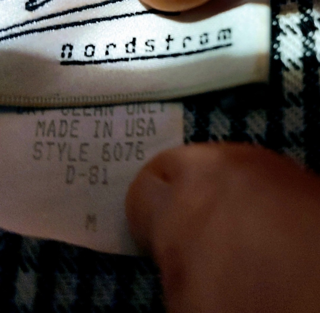 🍒🤍🍒 Awesome 80’s Vtg Nordstrom Black & White Checkered Tailored Jacket – M