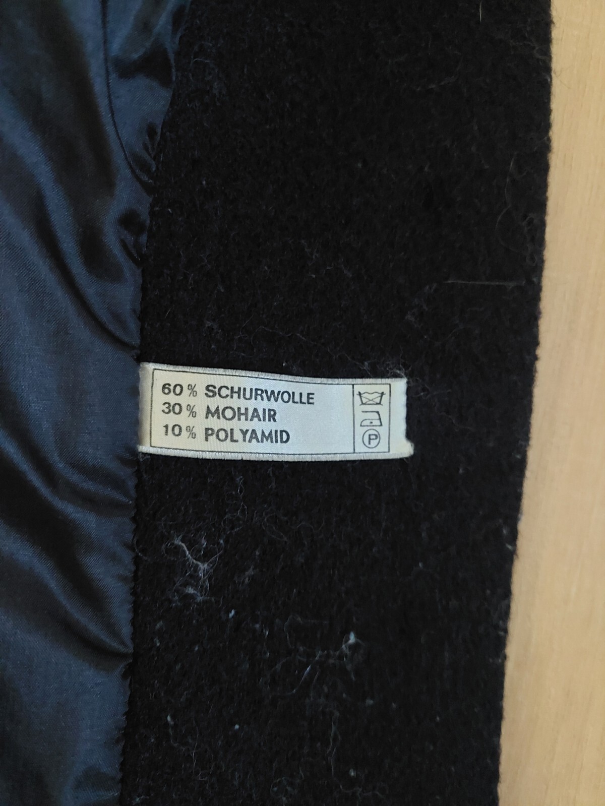 Vtg Wolfstaedter 1960’s Black Faux Fur Trim Swing Coat L Wool Lined MCM