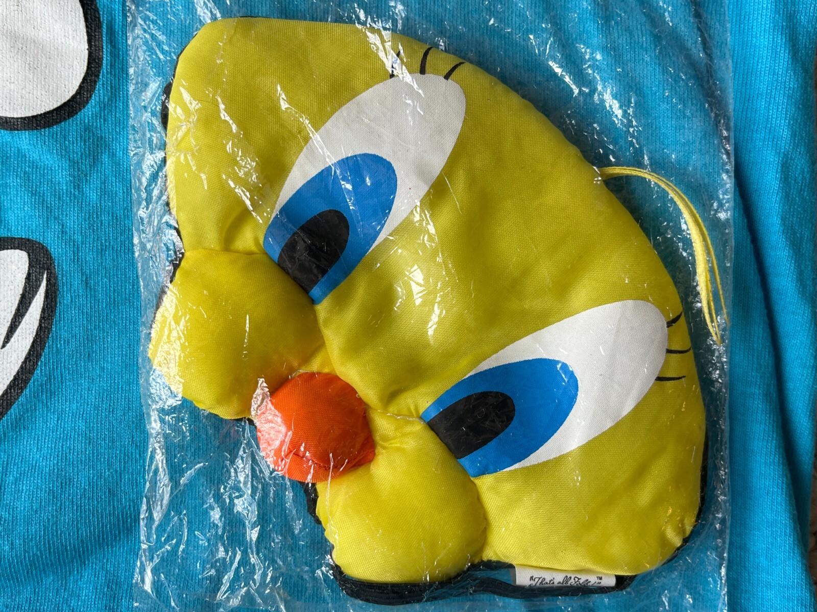 1996 Warner Bros Tweety Pajama Shirt Womens One Size Oversize Shirt & Sleep Mask