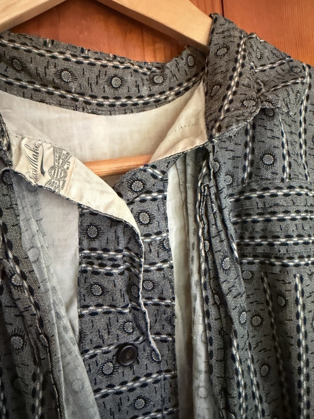 BEAUTIFUL RARE EDWARDIAN DIX’S MAKE DIX MADE GRAY CALICO DRESS W LABEL