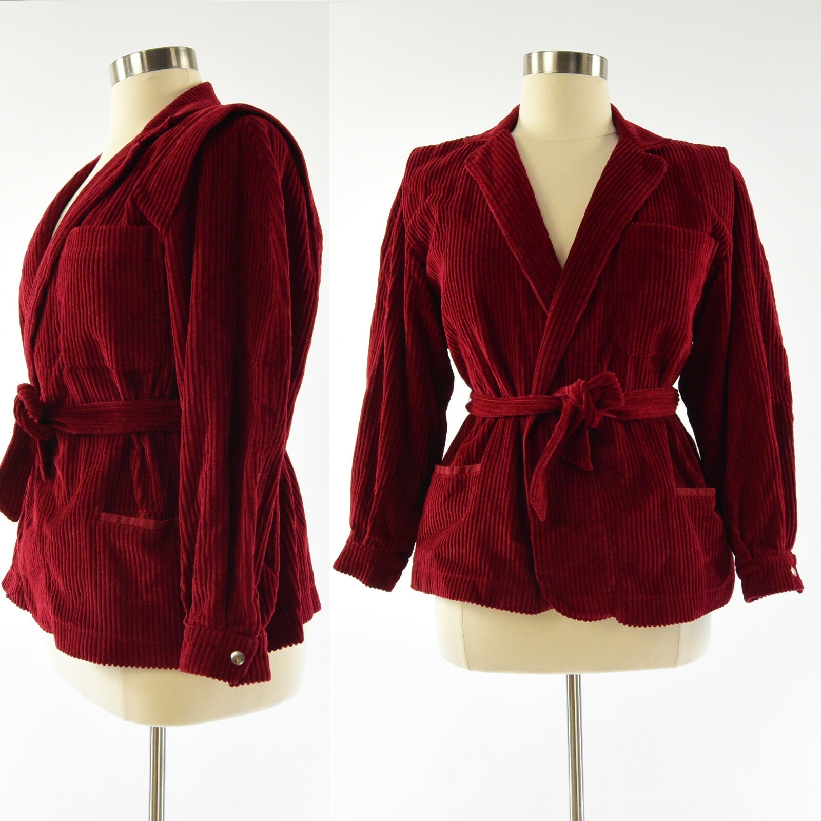 Claude Montana Pour Ferrer Ysentis Womens M Red Corduroy Wrap Front Jacket