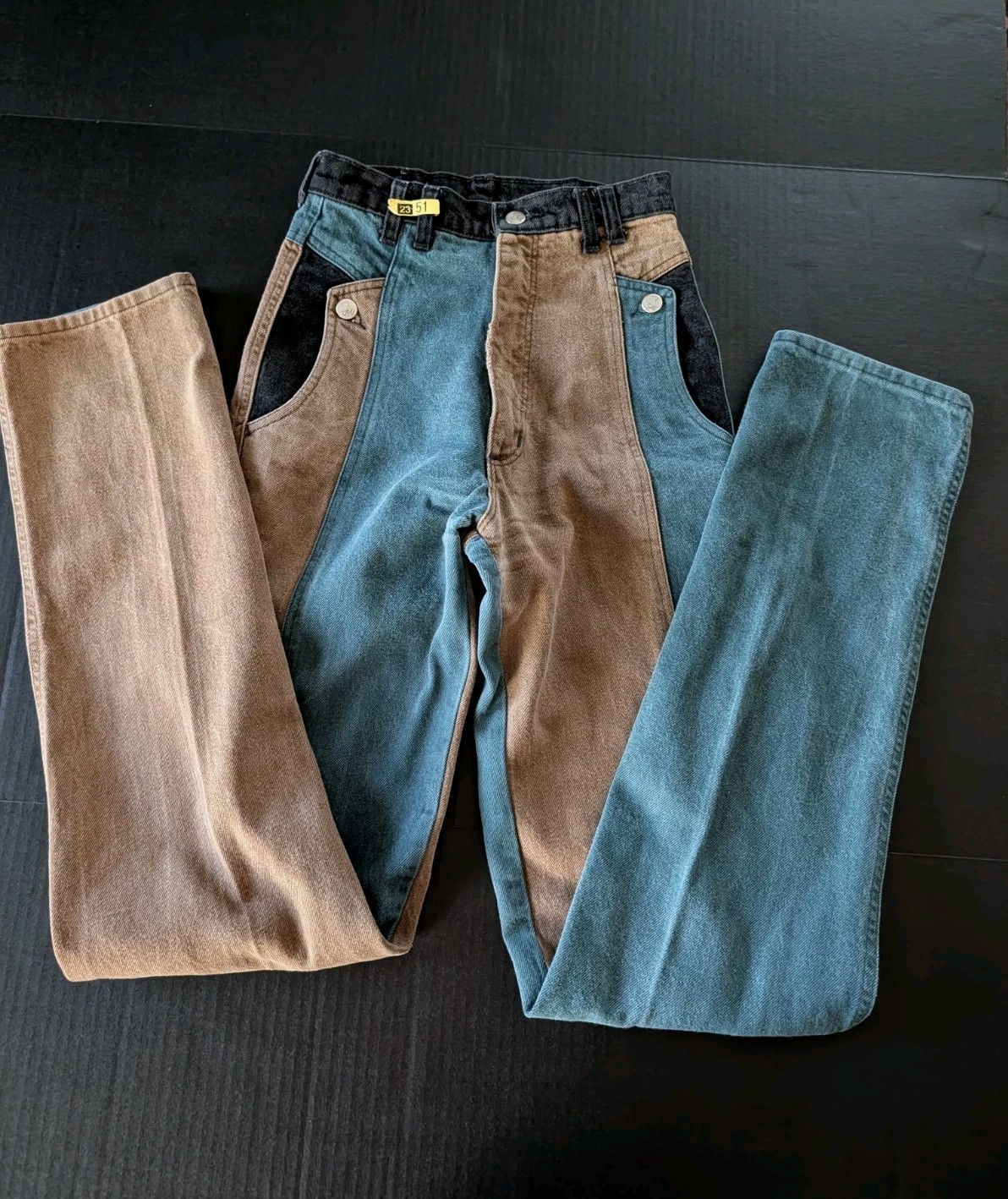 Vintage USA 80’s-90’s Panhandle Slim Colorblock Denim Jeans 100% Cotton RARE!!