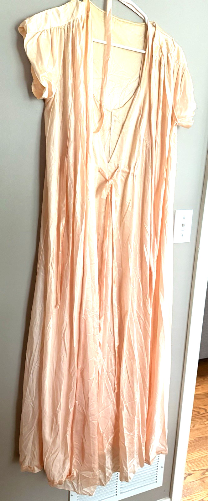 Vintage Monique 2 Pc Peach Long Nightgown Nightie & Robe Lingerie Size L