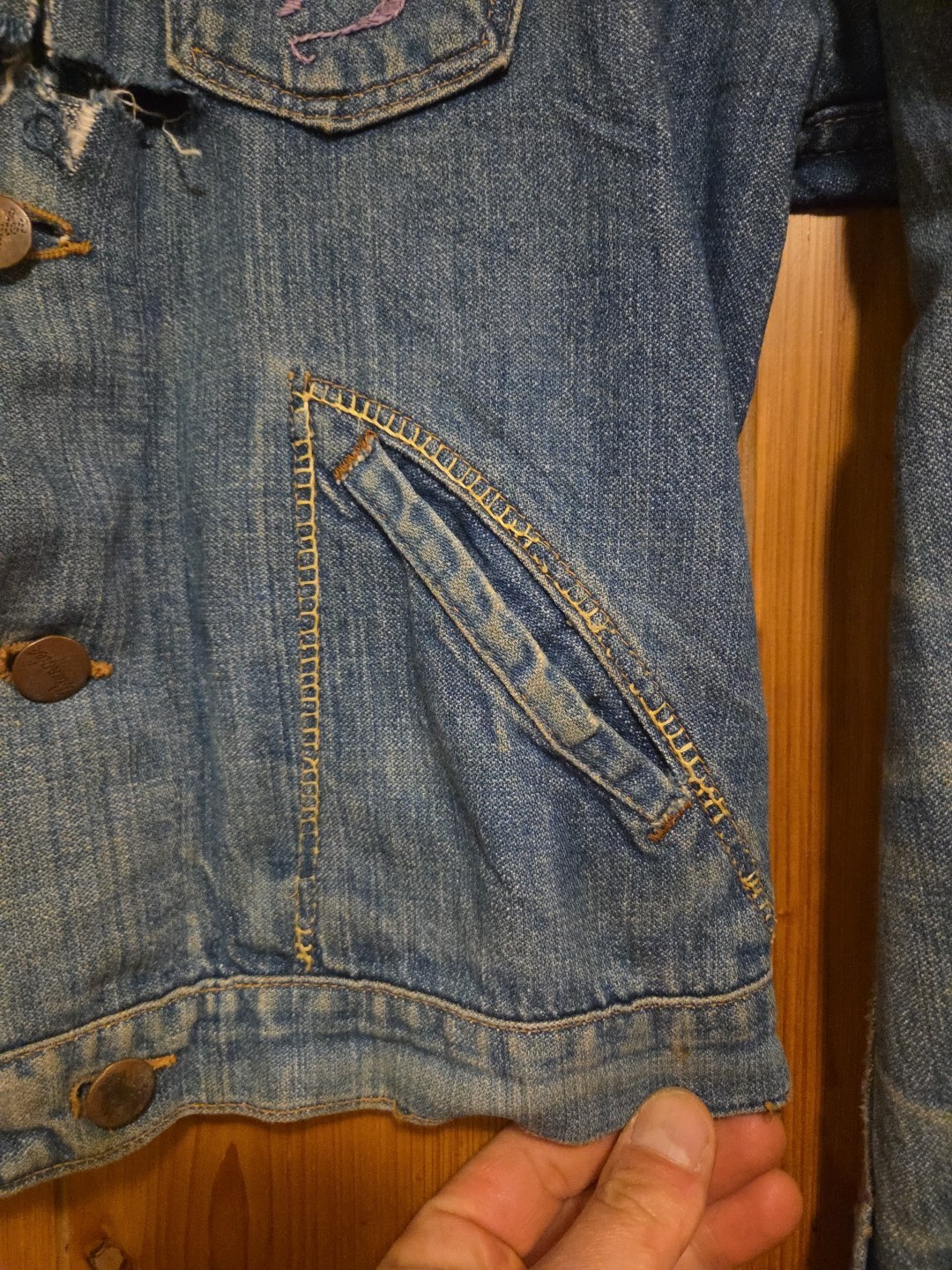 Vintage OOAK RARE 70s 80s Wrangler Sz 16 Denim Jacket Embroidered „dyker” 17×19