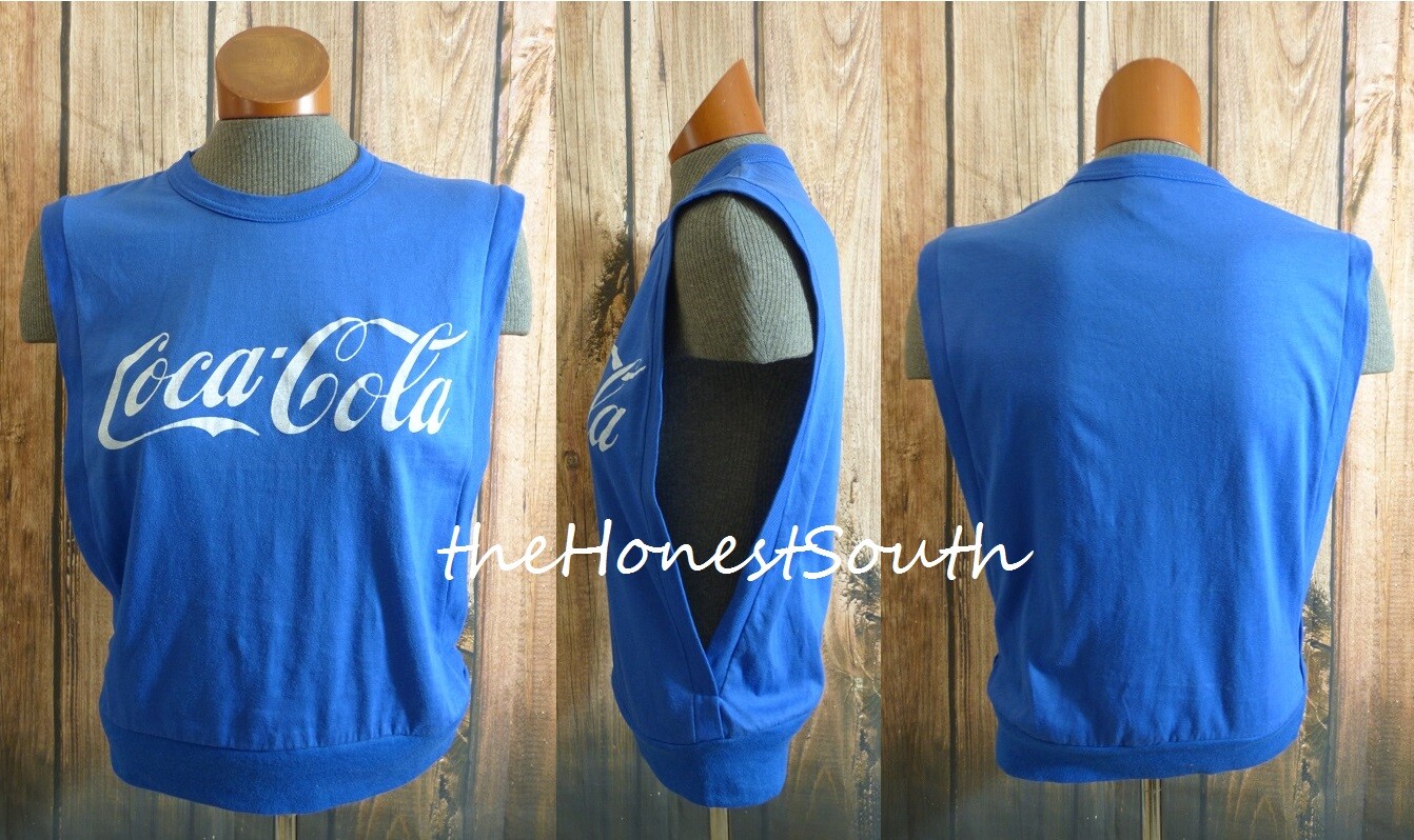 VTG COCA COLA Diamond Jim Royal Blue Athletic Oversized Armhole Beach Tank Top M