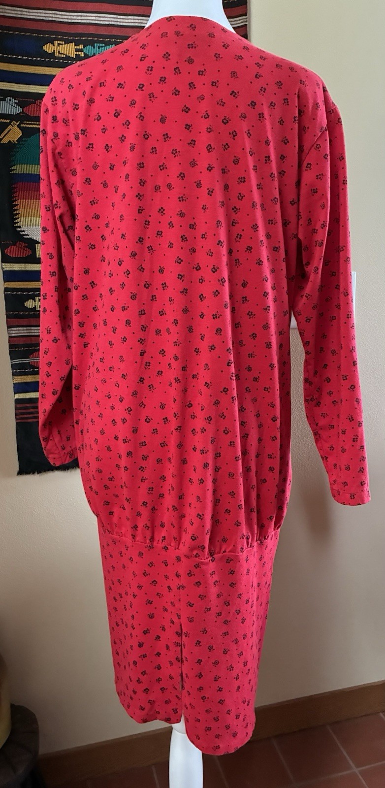 Vintage 1980s ZERO TO 9 Cherry Red Drop Waist Long Sleeved Dress Shoulder Pads M
