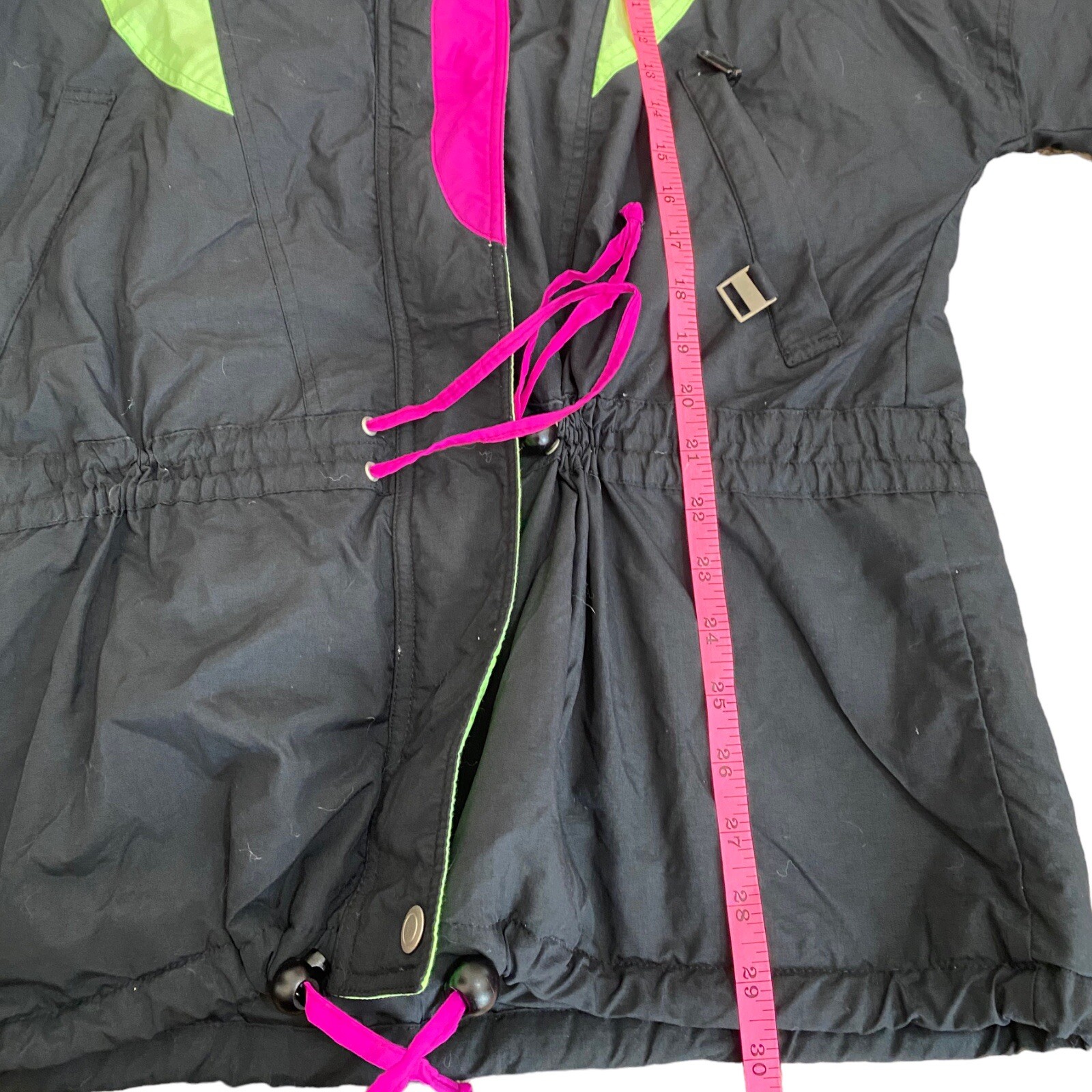 VTG Retro Cornice Color Block Black Purple & Neon Green Ski Jacket Ladies Sz M