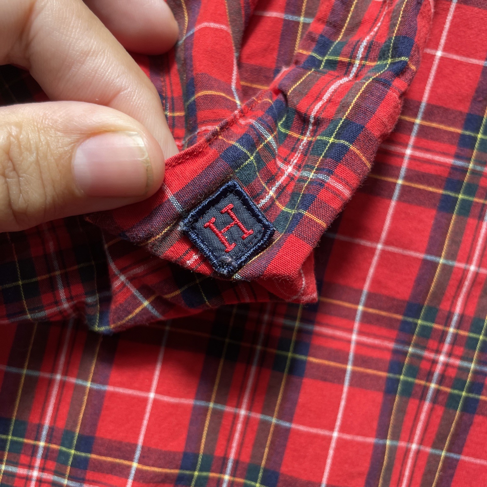 Vintage Tommy Hilfiger Jacket Mens Medium Anorak Hoodie Plaid 1/4 Zip 90s Cotton