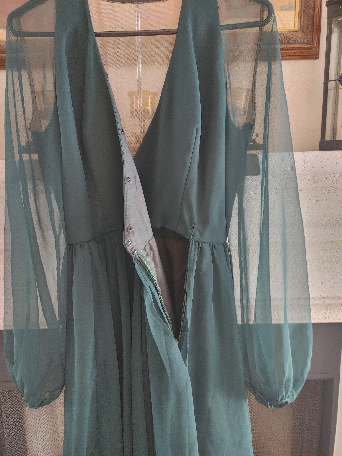 1960’s Vintage Kiki Hart New York Cocktail Dress In Dark Emerald Green Size XS/S