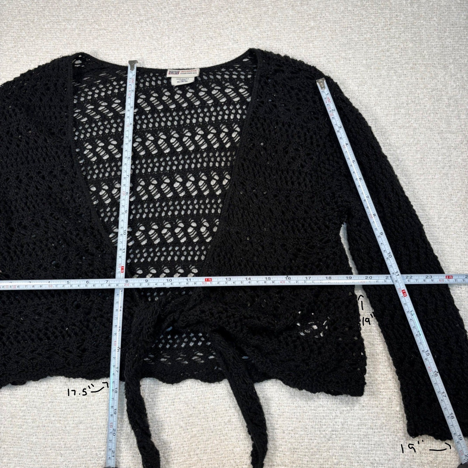 vintage 90s faded glory black open knit cardigan whimsygoth grunge fairy Y2K