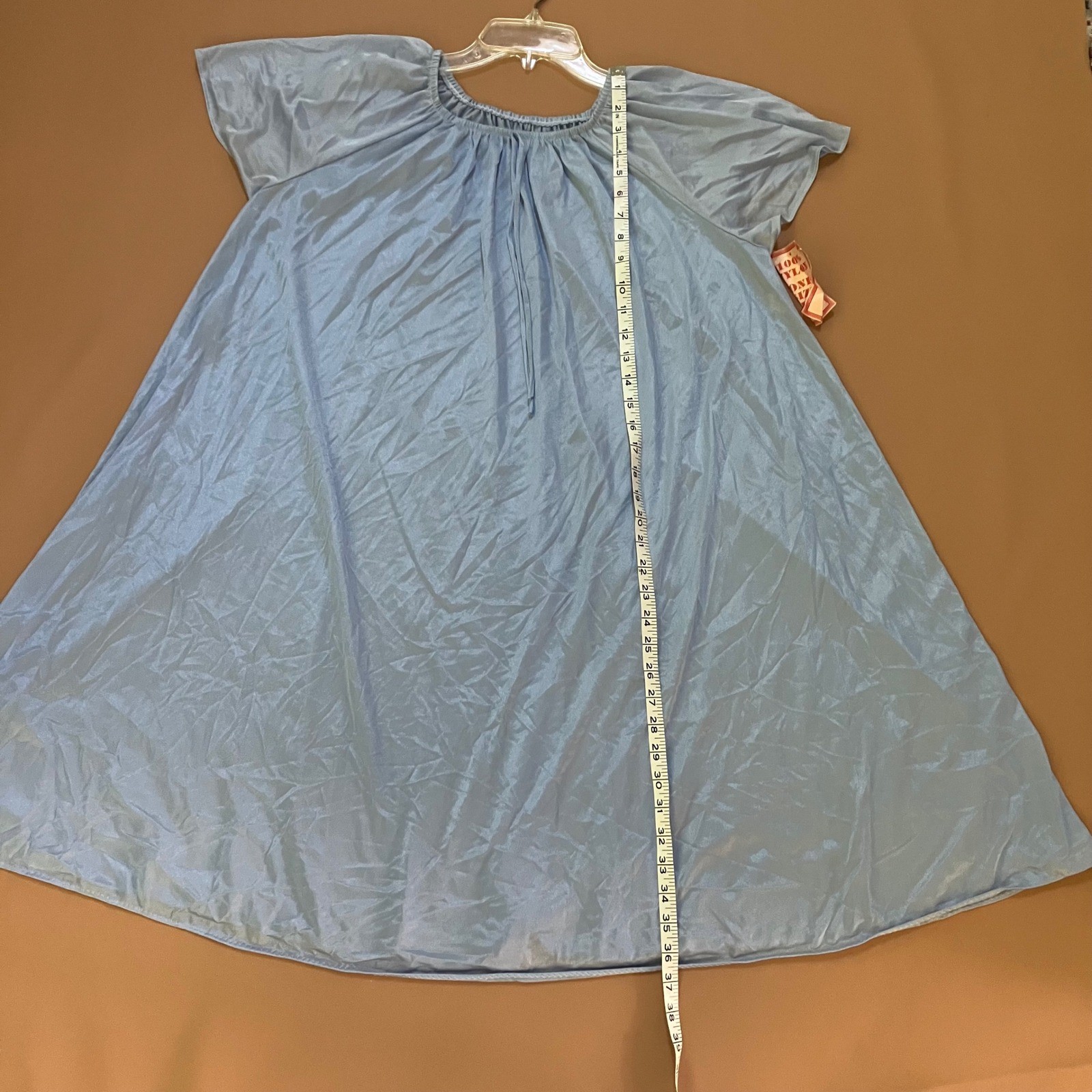 Vintage New Nightgown Blue One Size Fits All Nylon Short Sleeve Dress