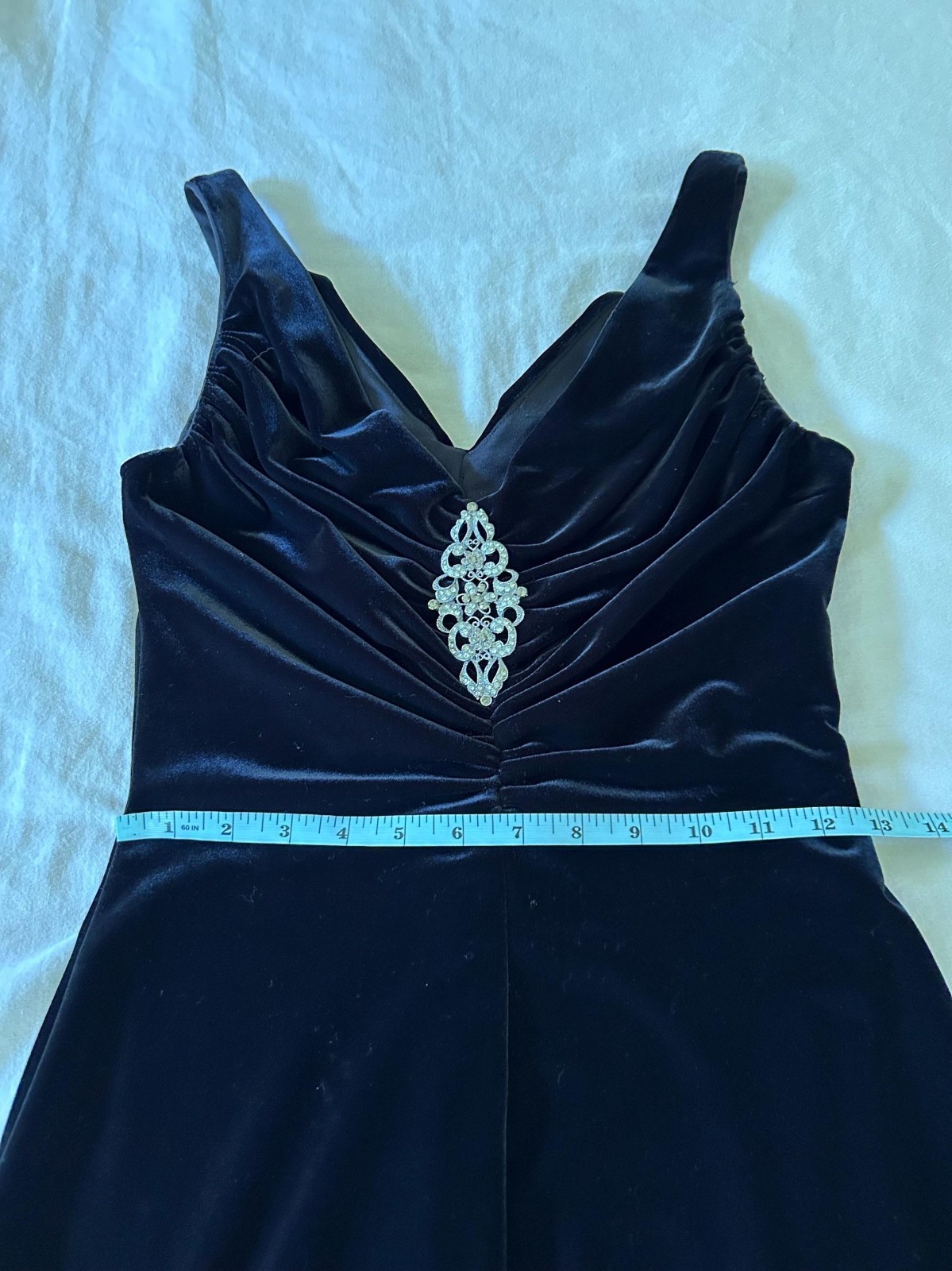 Vintage Onyx Nite Black Velvet Gown Size 6 | Rhinestone Formal Dress | Old Holly