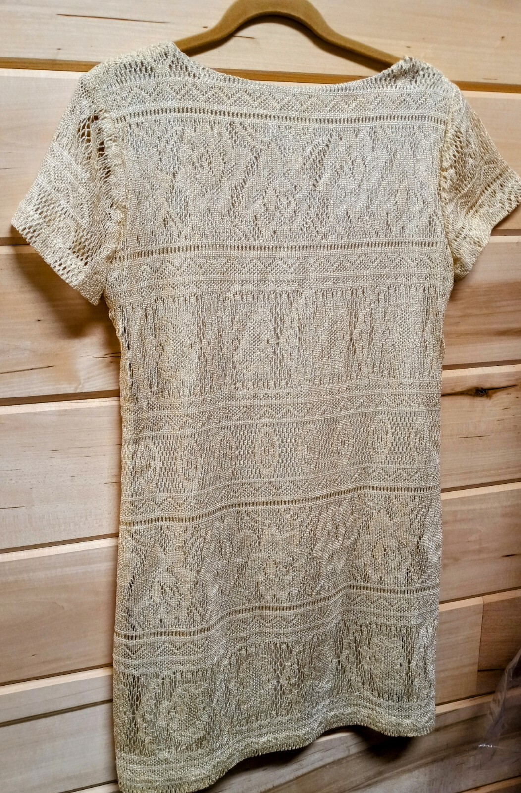 Vtg. Giorgio Saint Angelo Cream & Gold Sheath Dress Size 7/8. #A