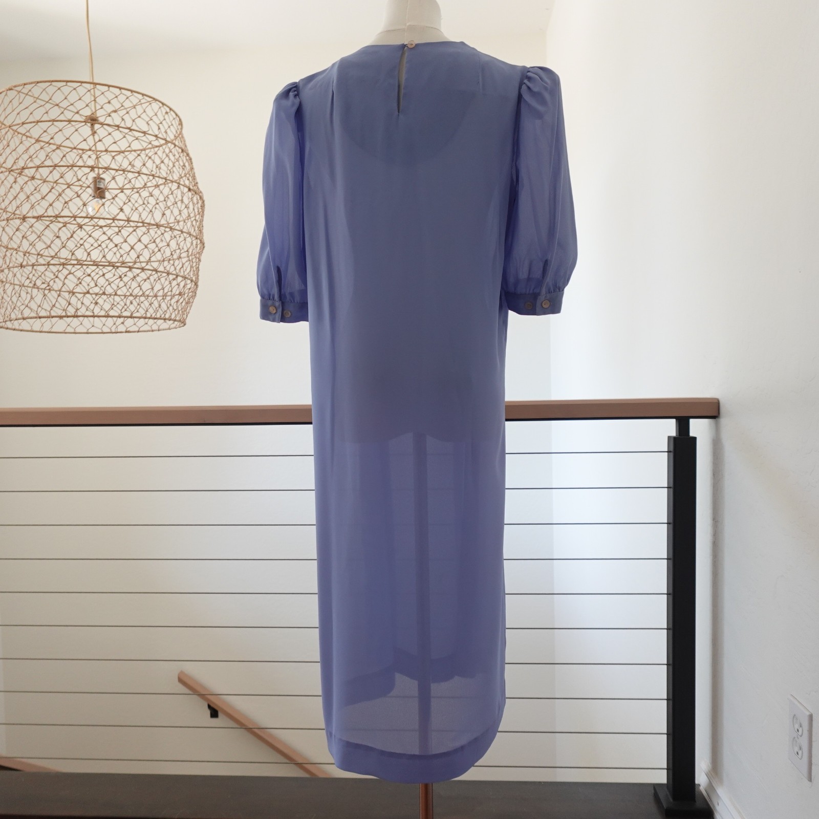 Vintage Neil Martin Dress Womens 12 Lavender Embroidered Yoke Korea Midi