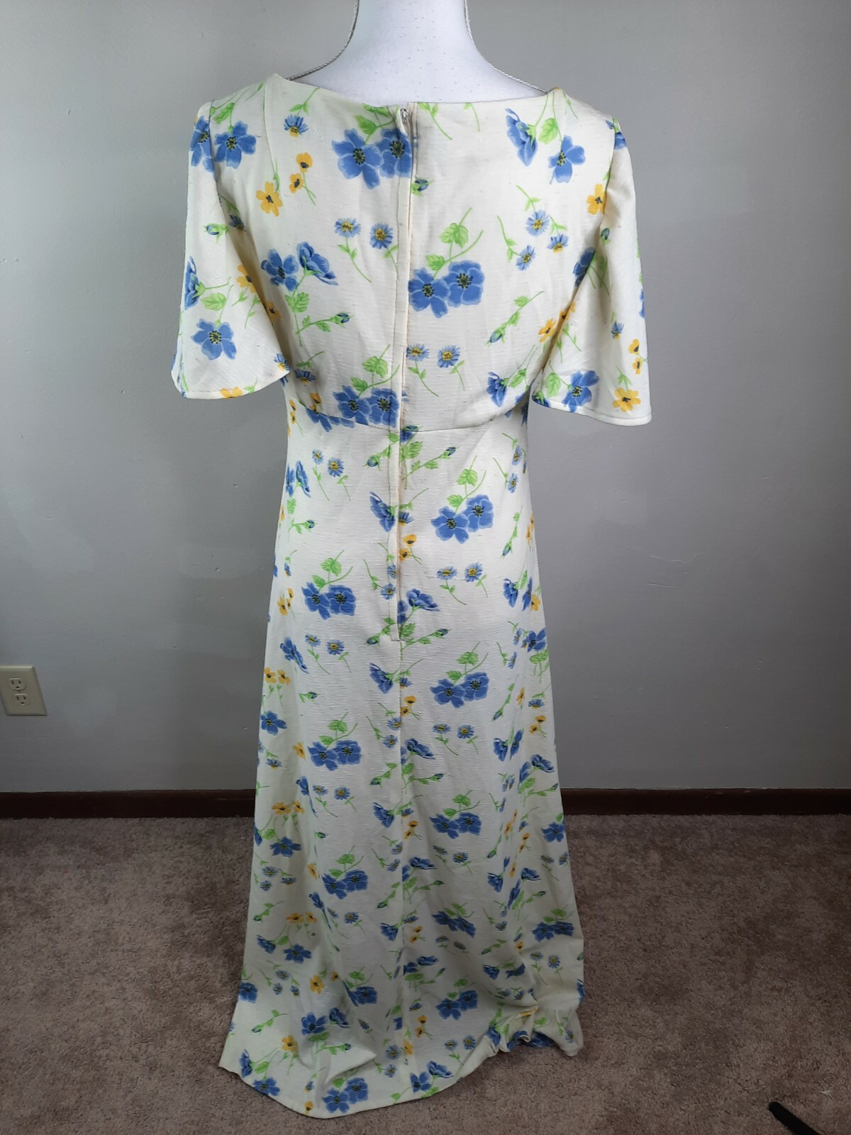 Vintage 70s Maxi Dress Cottagecore Floral Dress Flutter Empire M / L 12 /14