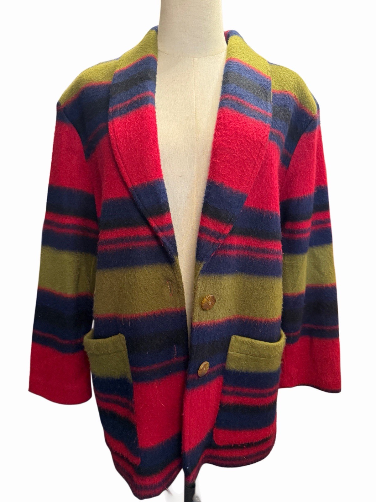Vintage 90’s Women’s Southwestern Blanket Coat Size L Red Multi-Color