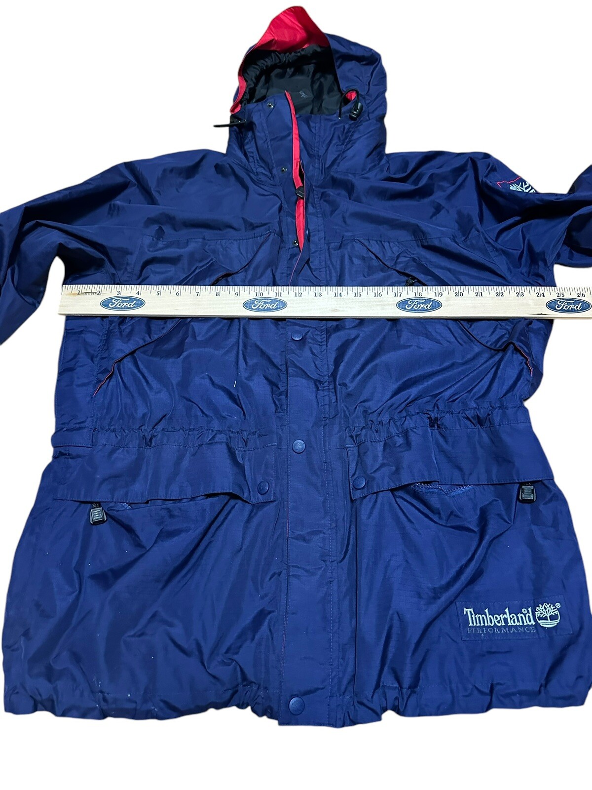 Vintage Timberland Performance Windbreaker Hooded Jacket Medium Outdoor Indigo