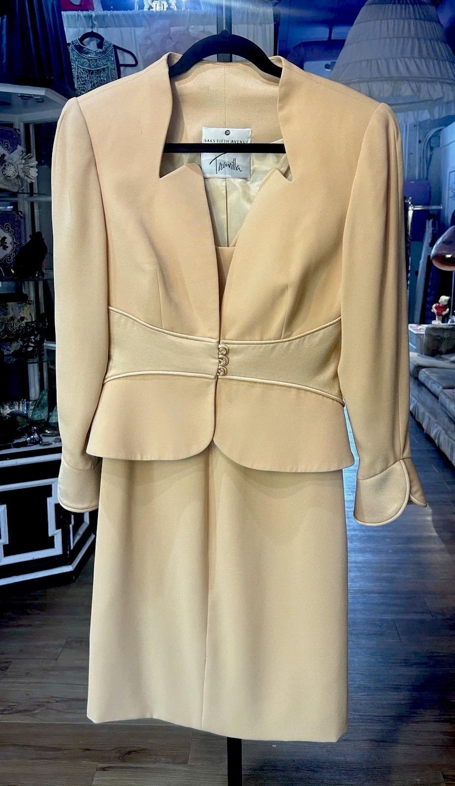 Vintage 1980s Travilla from Saks 2 piece dress and blazer set