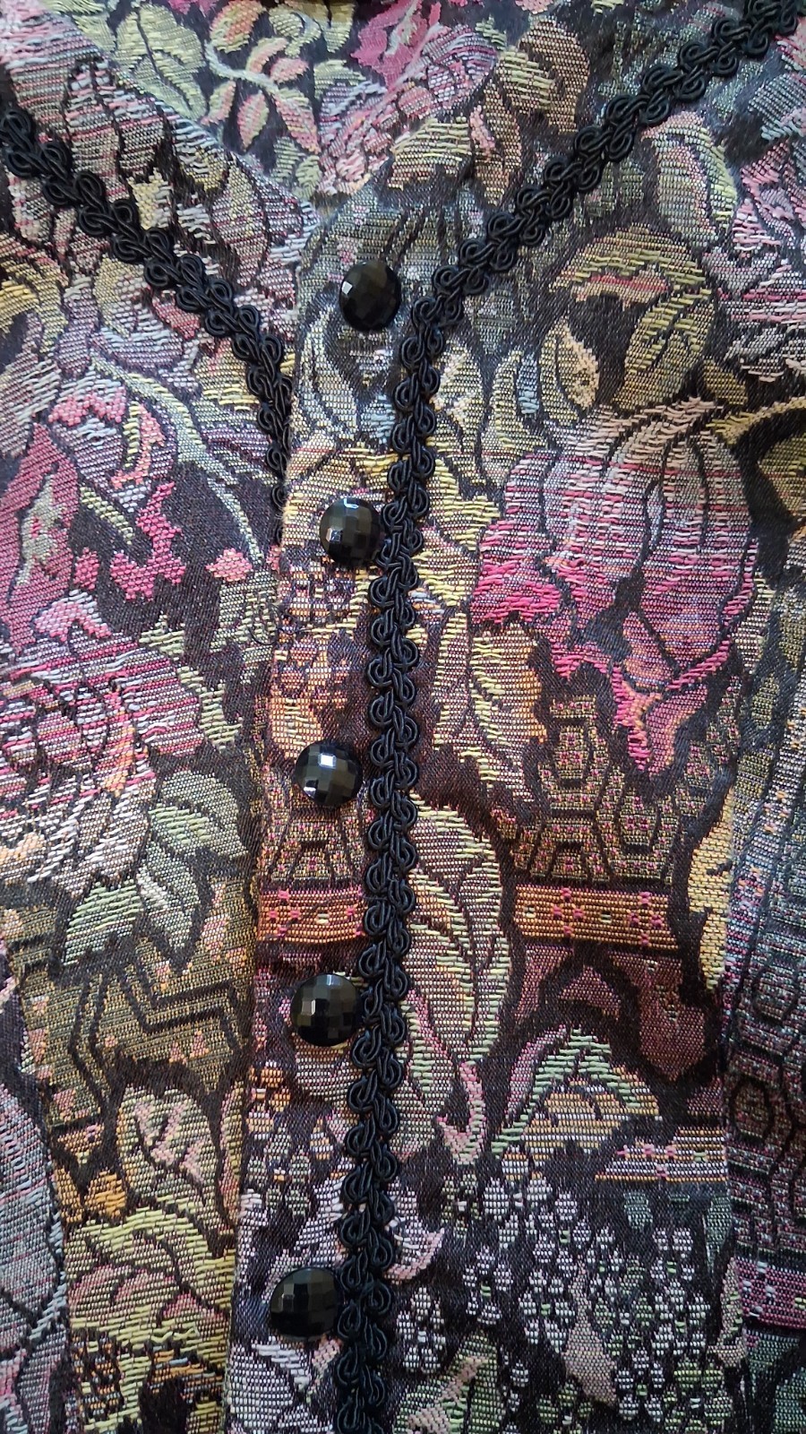 Vintage Cachet by Bari Protas Cropped Tapestry Jacket Floral Brocade Blazer