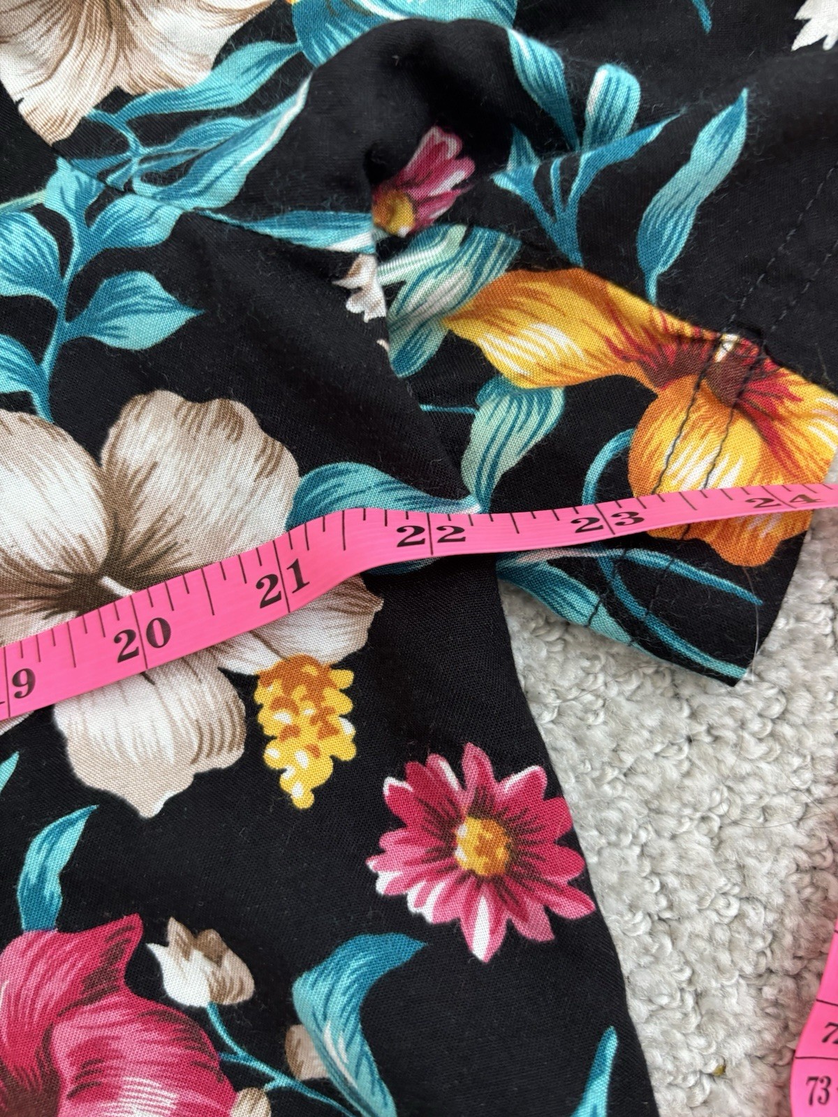 Vintage 2 Piece Skirt Set Floral Tropical Black Multi-Color High Waist Boho