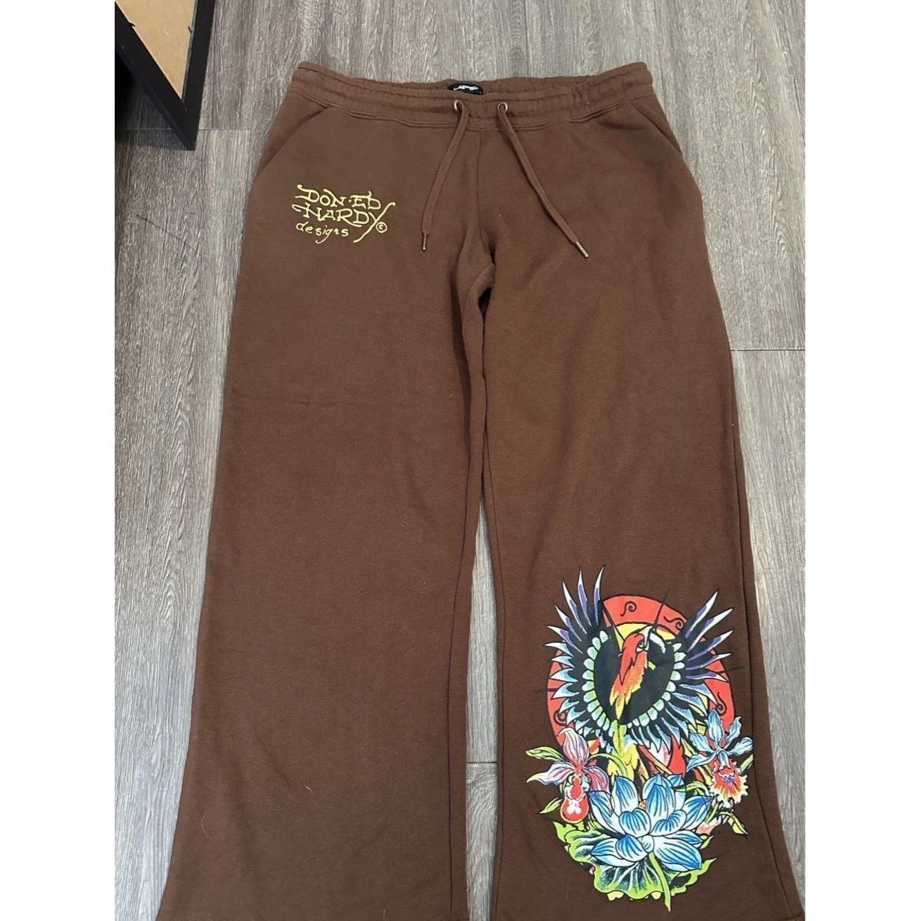 🤎 Vintage Ed Hardy Chocolate Brown Matching Tracksuit Set – XL