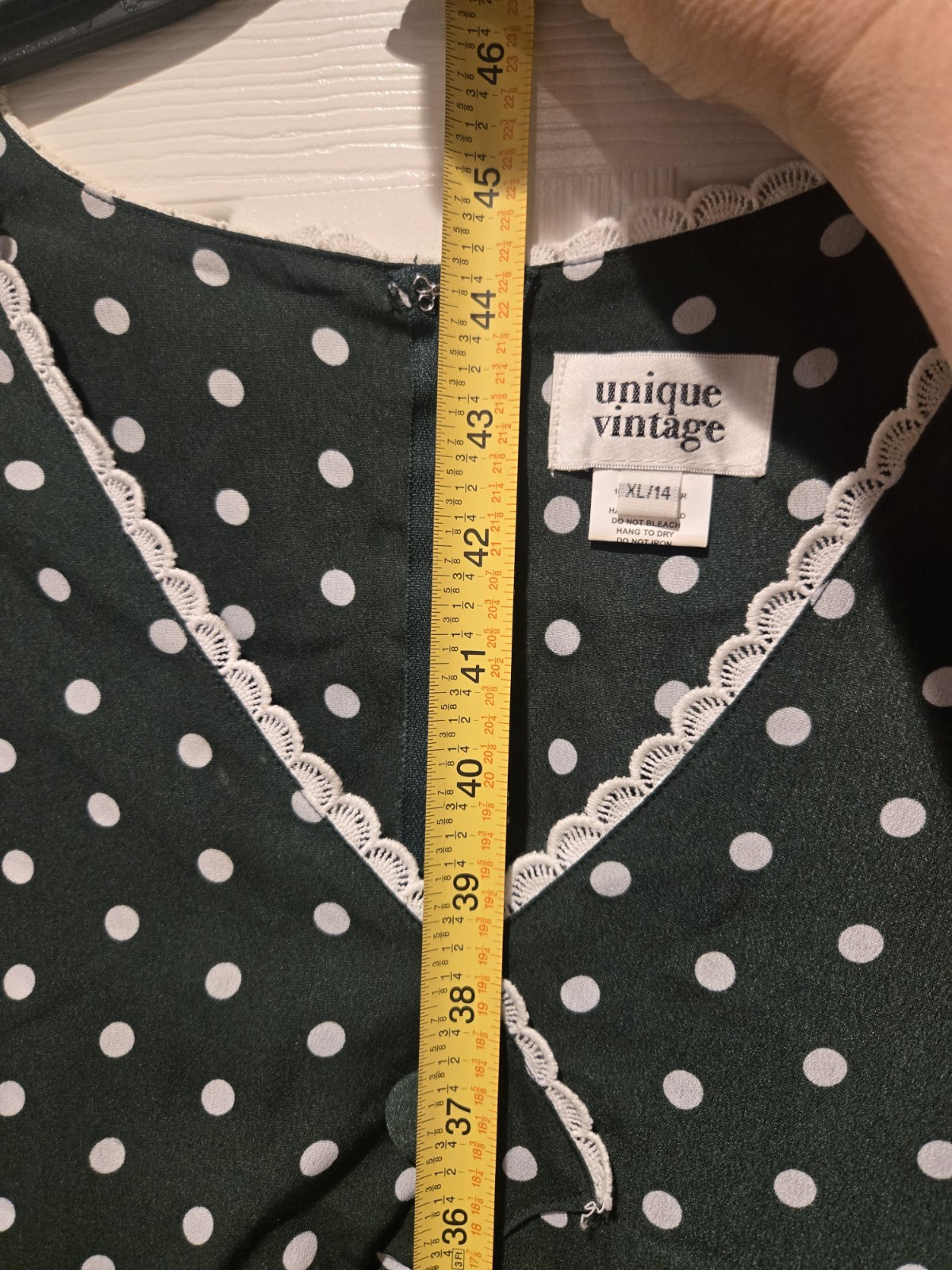 Unique Vintage Dress Dark Green with White Polka Dots Vintage-inspired…