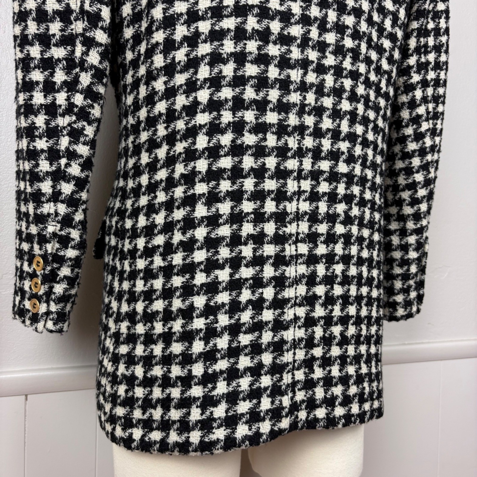 Lizwear Petite Vintage Houndstooth Blazer Size 4P Black White Academia Classic