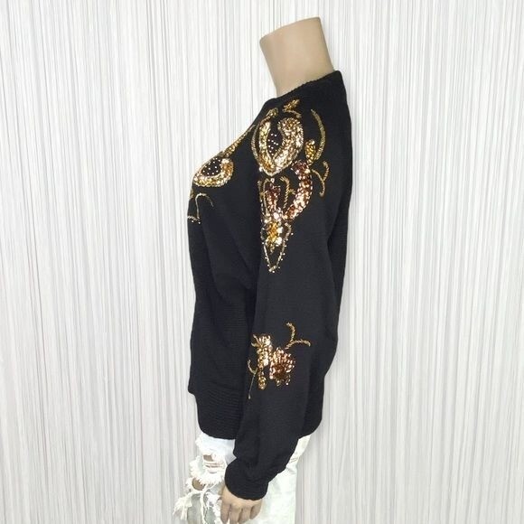 Vintage 90s JAYMEE PAPELL Large Black Knit Sweater