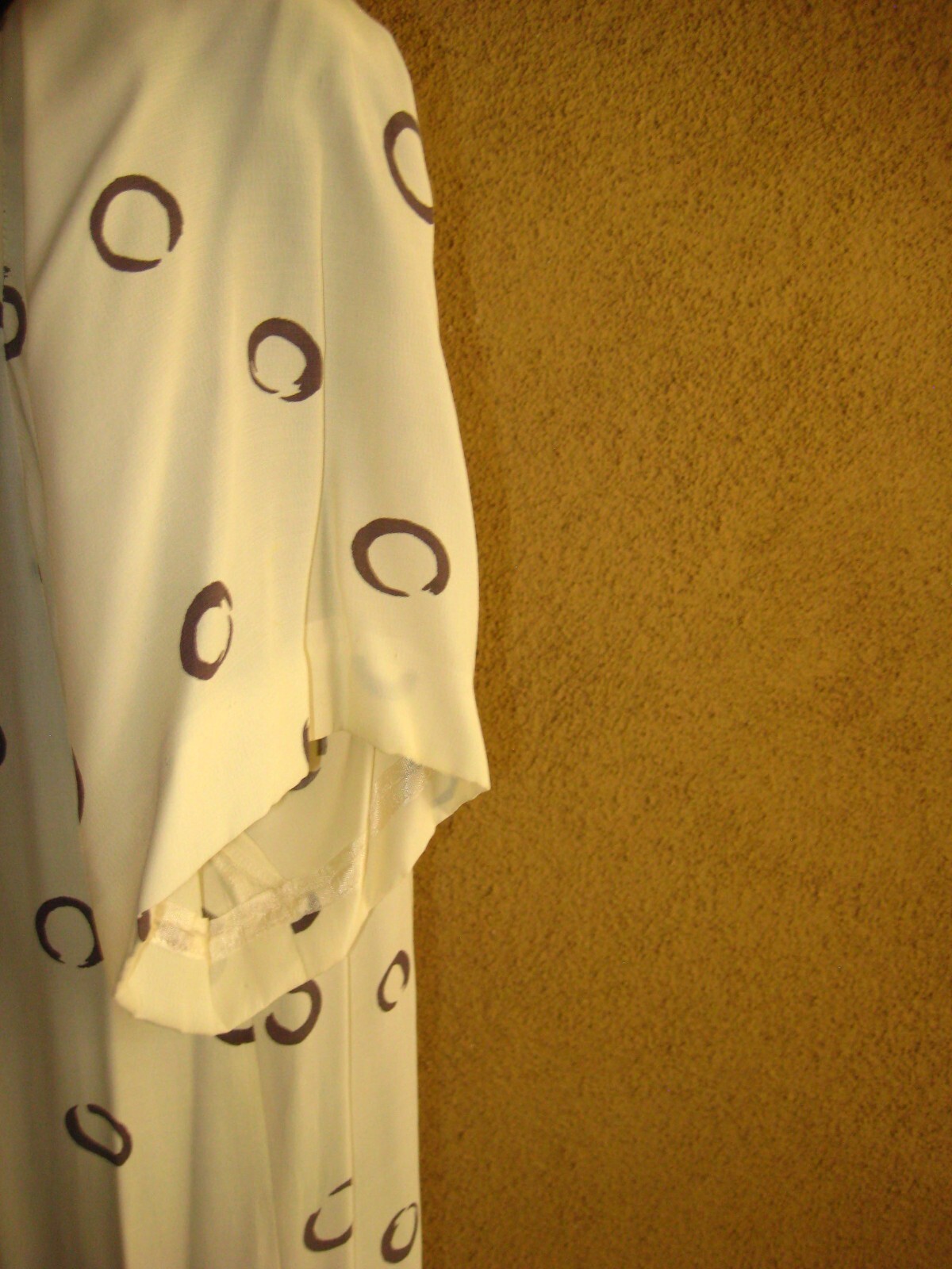 Vintage Warren Z I Magnin 80 cream abstract circles padded shoulder sheath dress