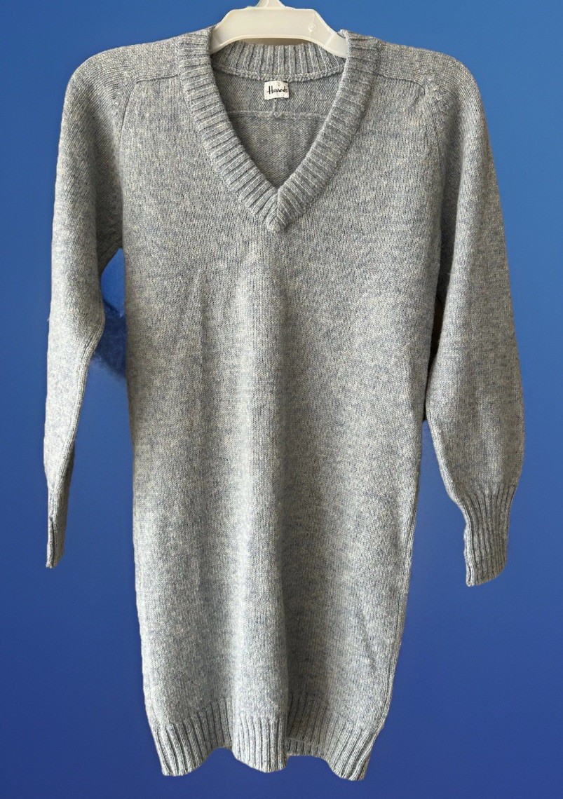 Vintage 70s John Laing for Harrods Shetland Wool Sweater Dress Made in Scotland