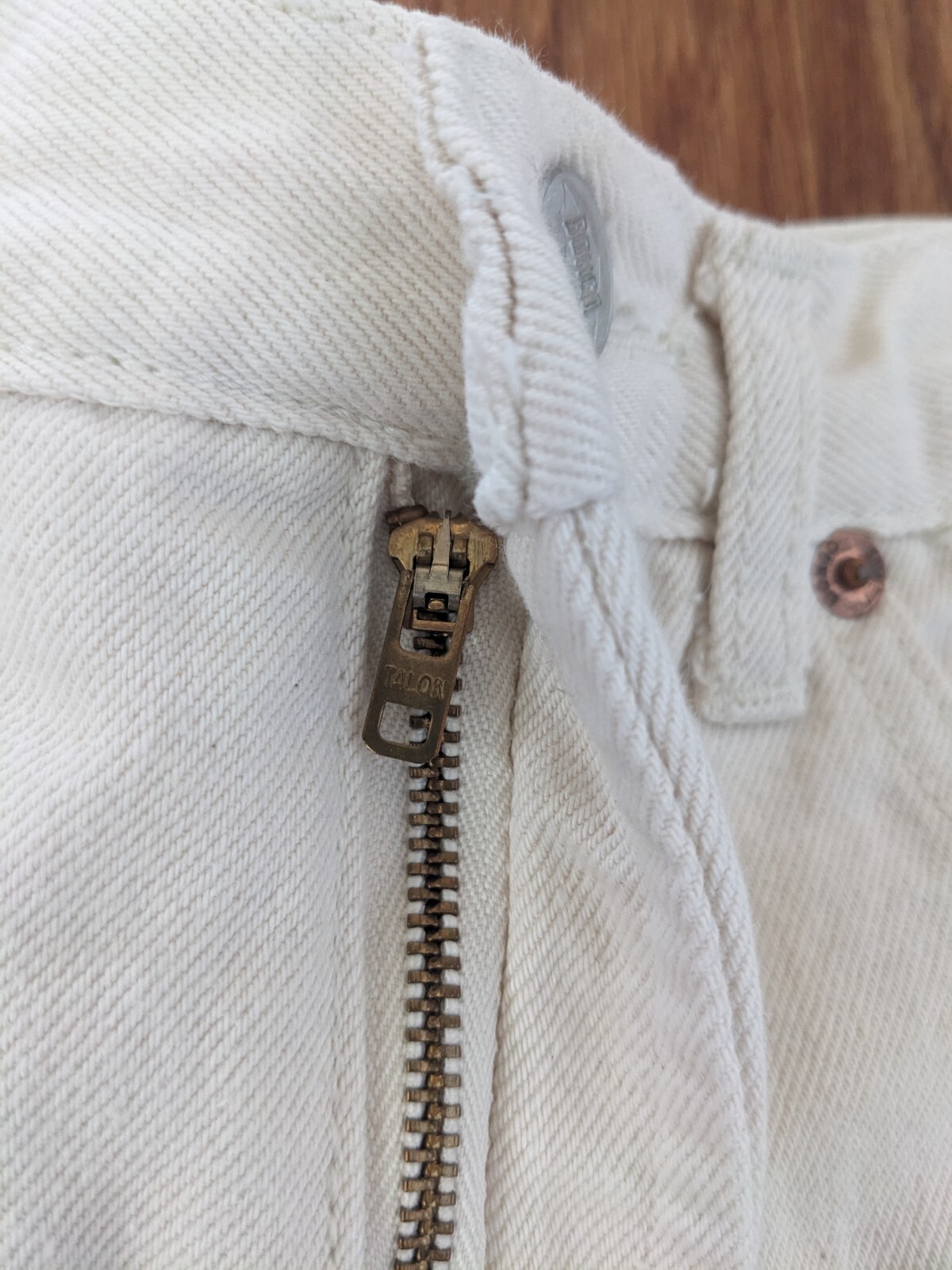 Vintage 90s BONGO super high rise Mom denim jean cream shorts Brass Plum USA 1