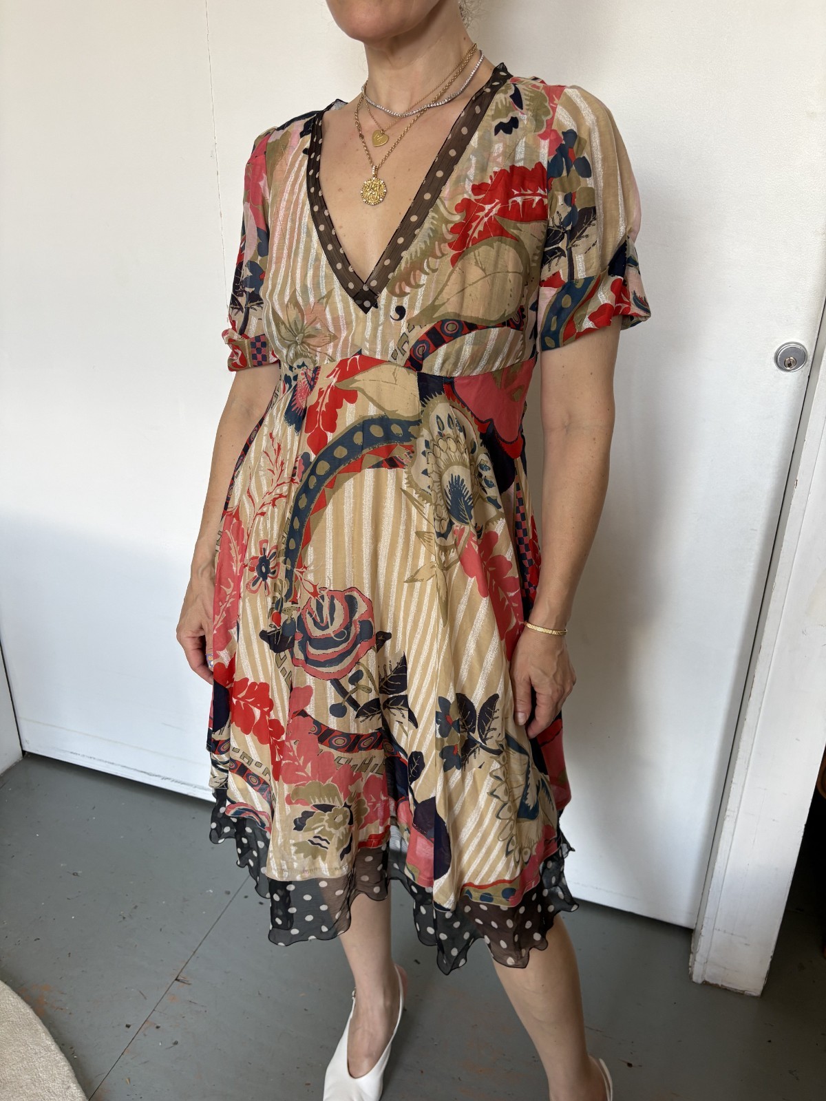 Vintage CHRISTIAN LACROIX patterned chiffon dress / SIZE 6