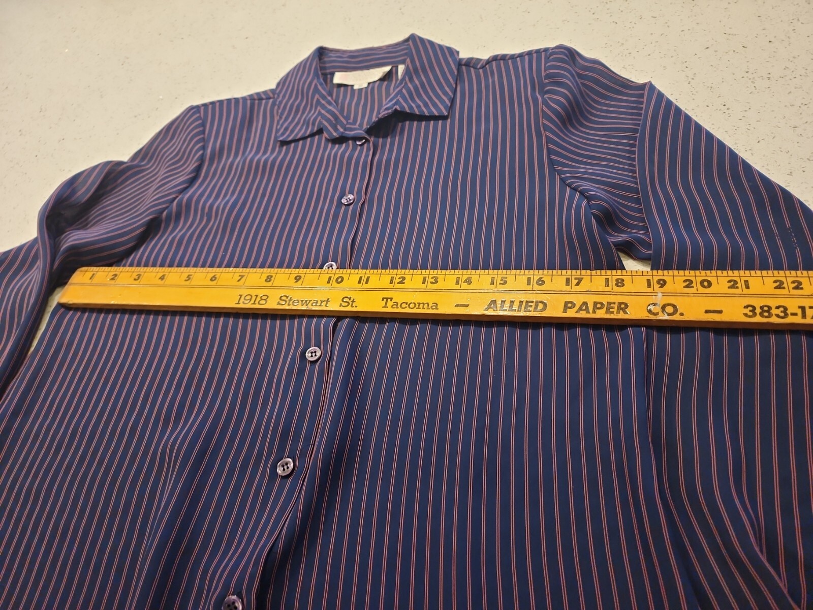 Vintage Lady Arrow Shirt Top Button From 10 Blue Pink Pin Stripes