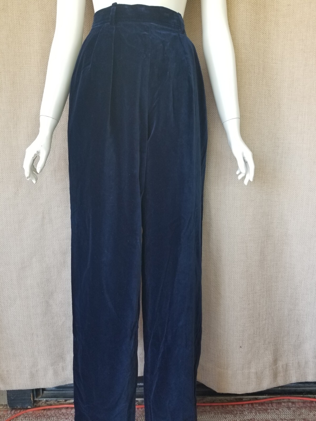 1980’s YVES SAINT LAURENT RIVE GAUCHE Blue Velvet trousers Womens Vintage Pants