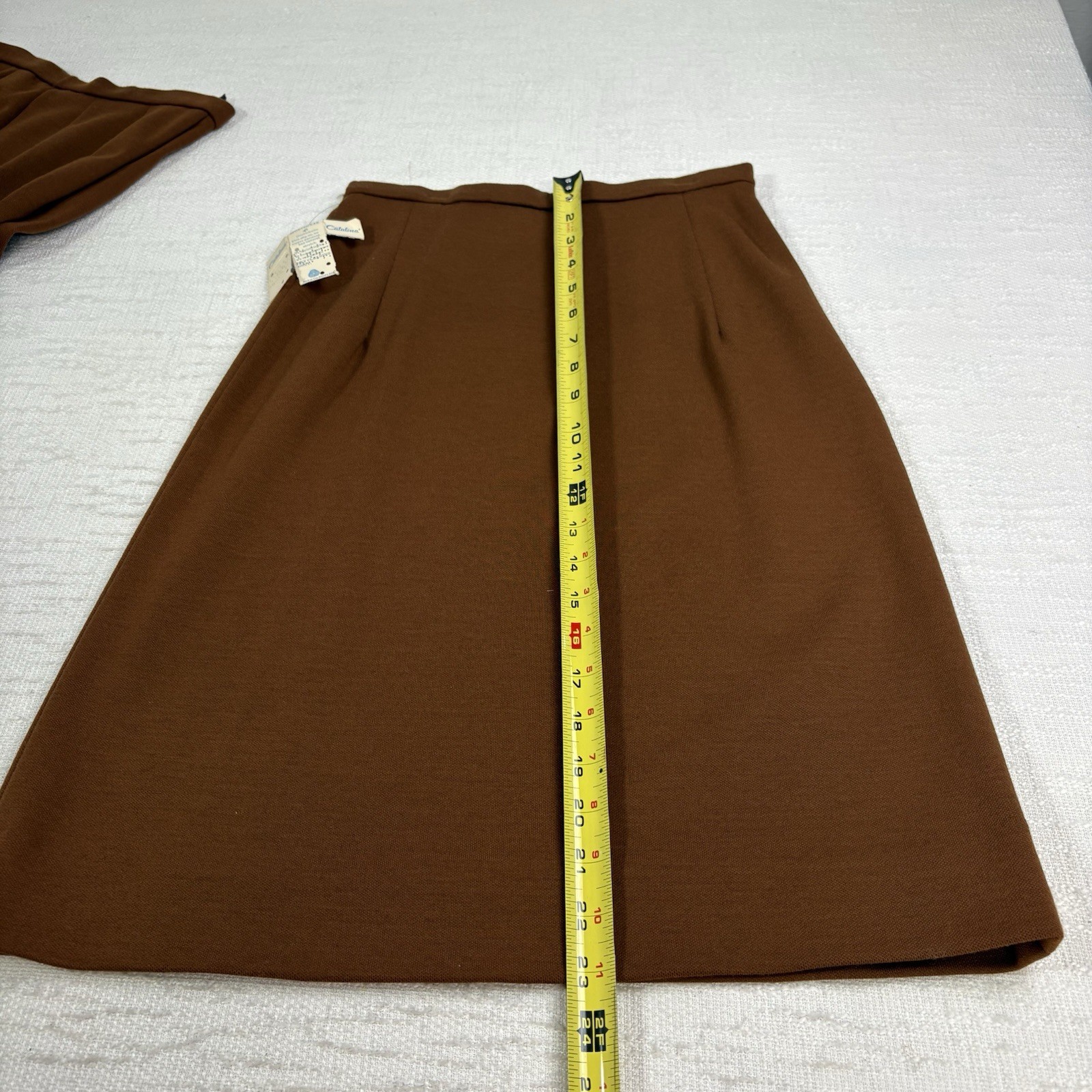 Vintage Catalina Wool Knit 3 Piece Set Top Skirt Pants Mod Chevron Womens NEW