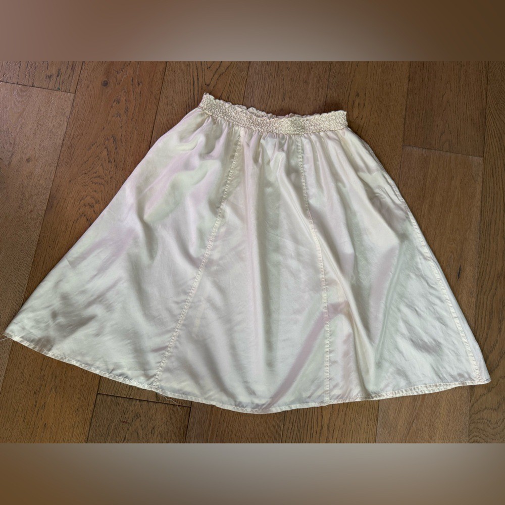 Hana Sung vintage ivory midi silk skirt elastic waist