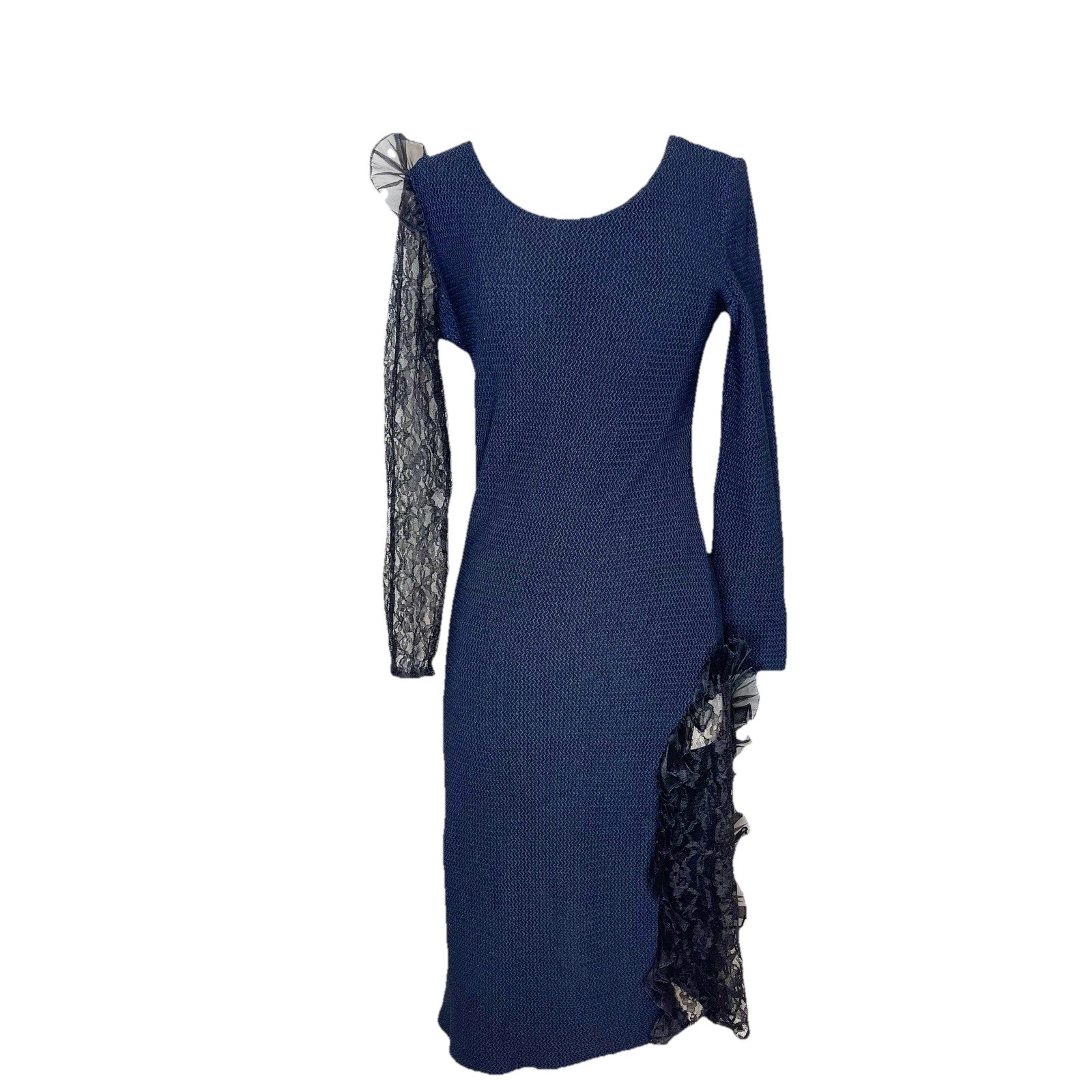 Diamond’s Run Black Flirty Formal Dress Size 13/14 Black Pencil Lace Stretch Fit