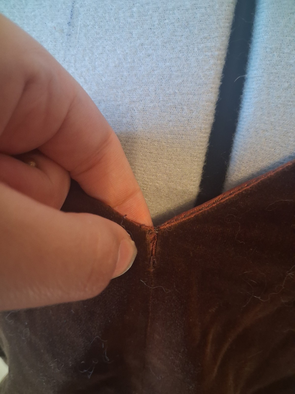 1940s 1950s Vintage Blouse, Brown Velvet Side Zipper Sz M Rosecrest