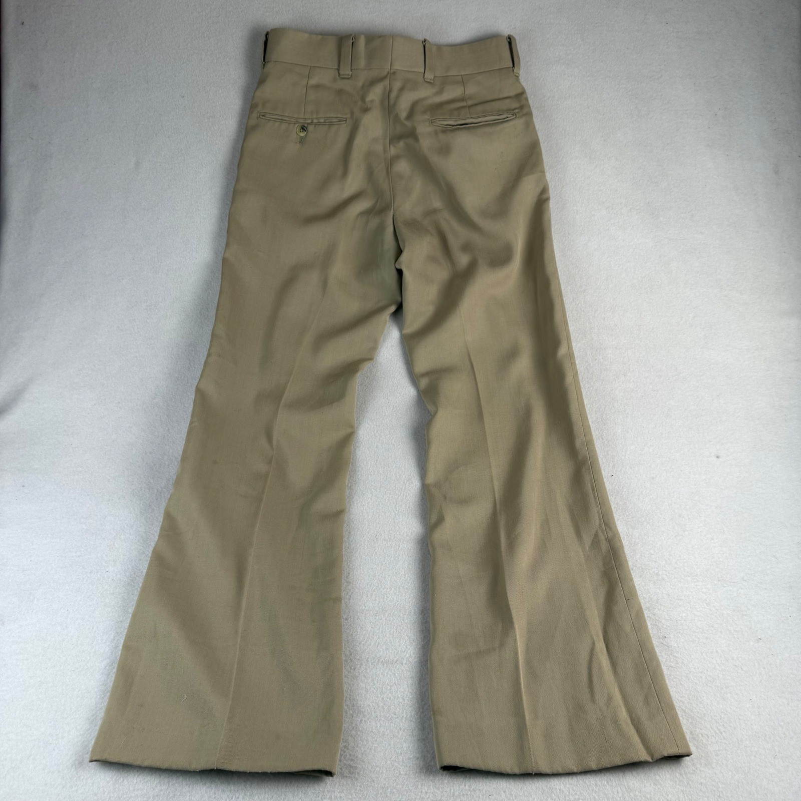 Vintage Levis Panatela Tan Khaki Flare Leg Trousers 70s Wide Leg Pants 31×30