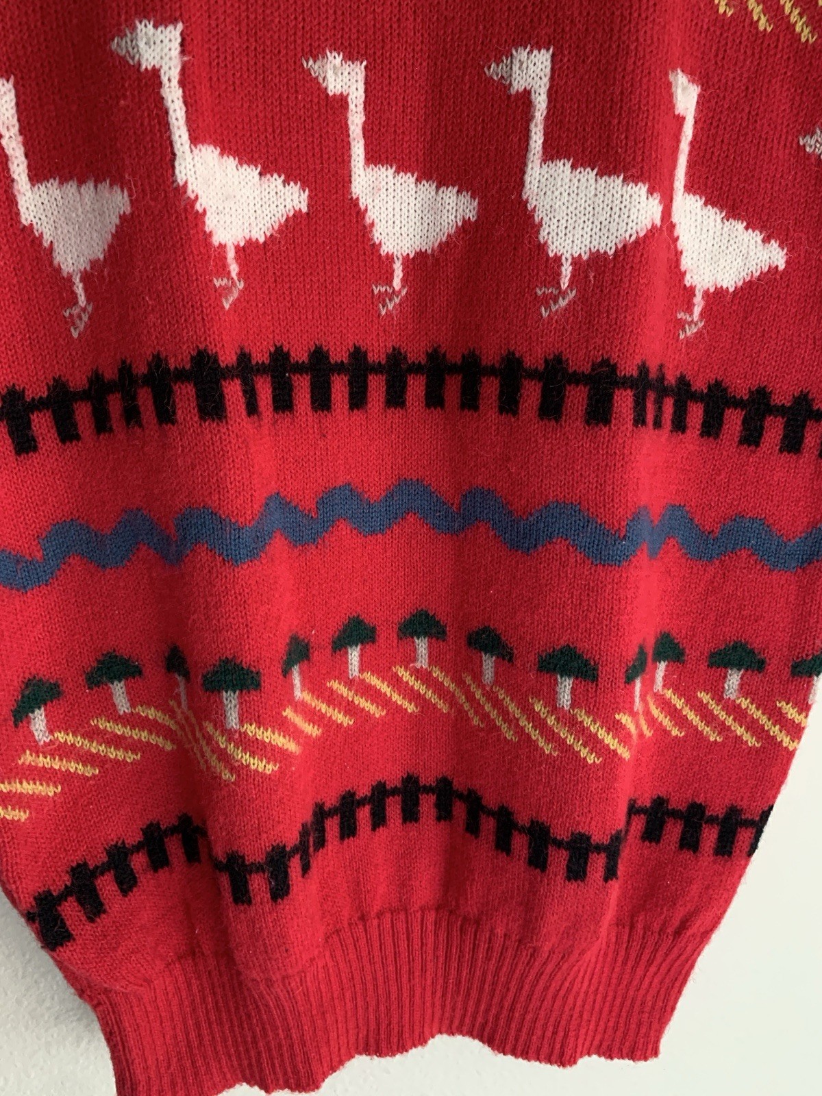 Vintage M The Import Workshop Wool Blend Vest Red Goose Farm Retro 70 80s Kitsch