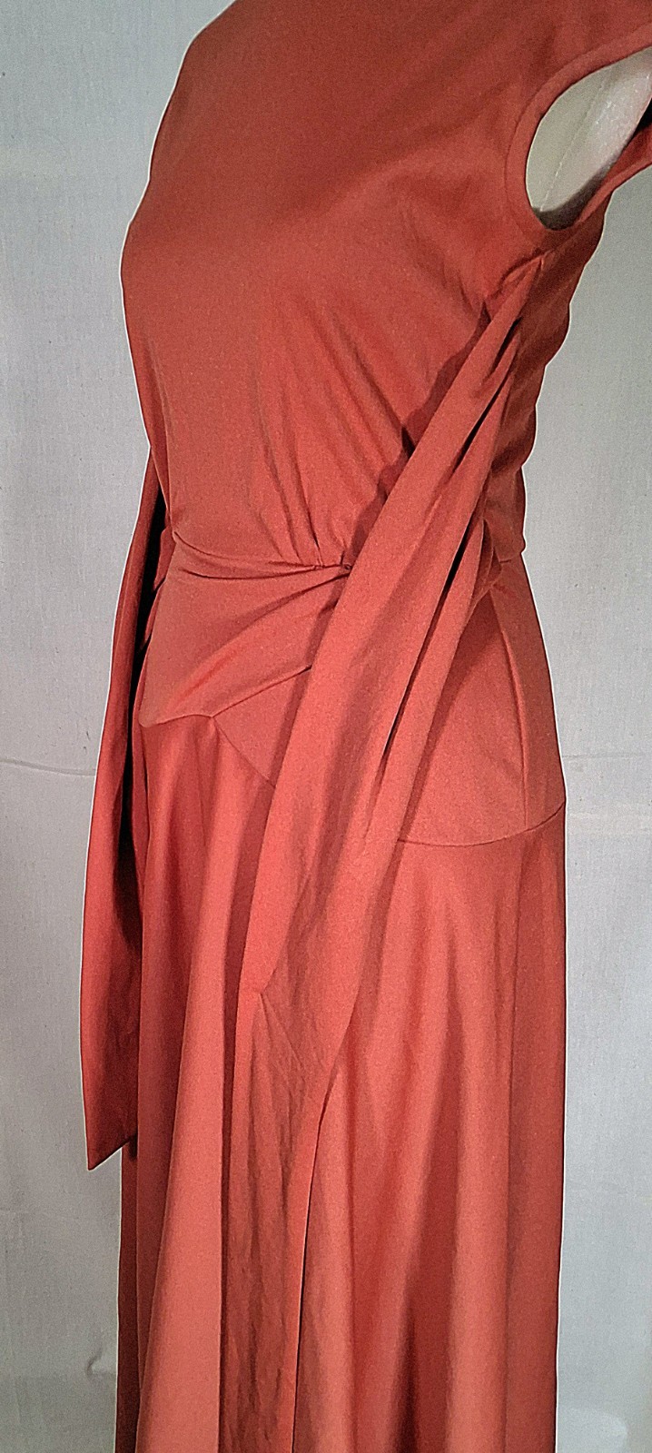 Vintage 70s Unbranded Maxi Terracotta Dress Union Label USA Size SMALL