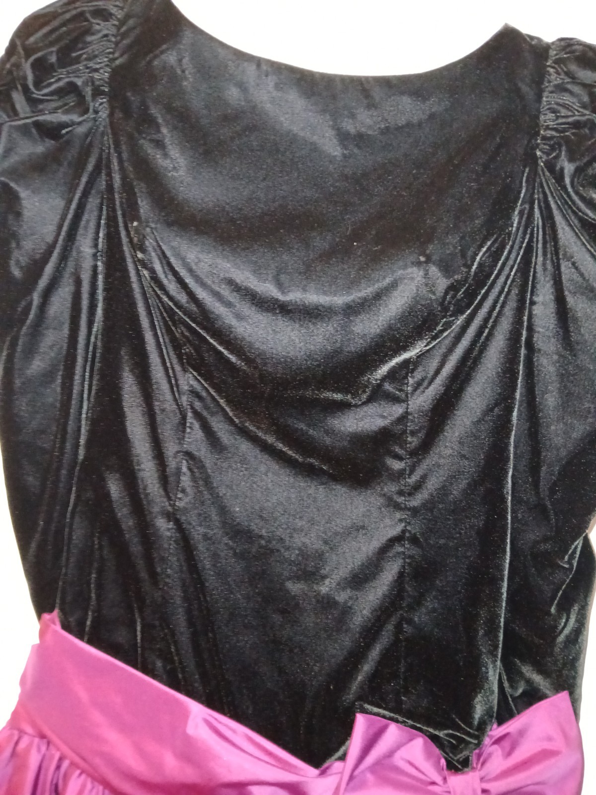 Vintage 1990 Black Velvet and Magenta Formal Gown Or Prom Dress Size 13/14 L