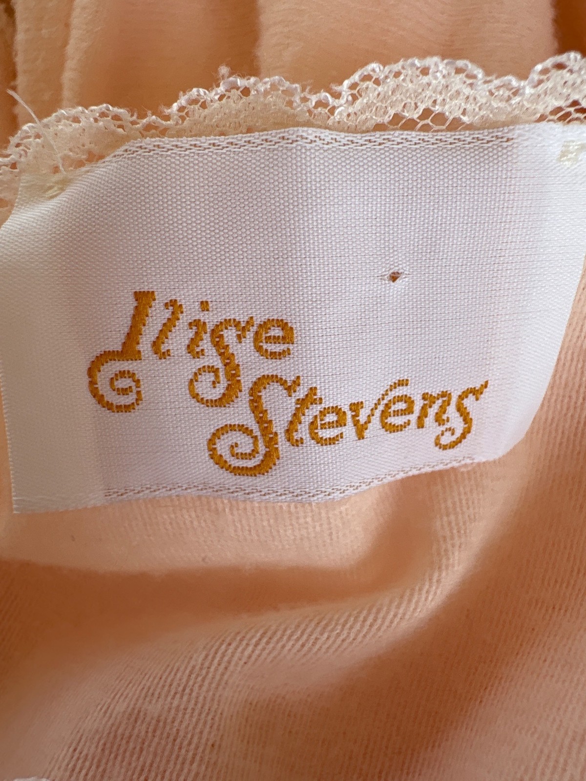 Vintage Peachy Pink Nightgown Lace Floral Appliqué Medium Long Sleeve Modest