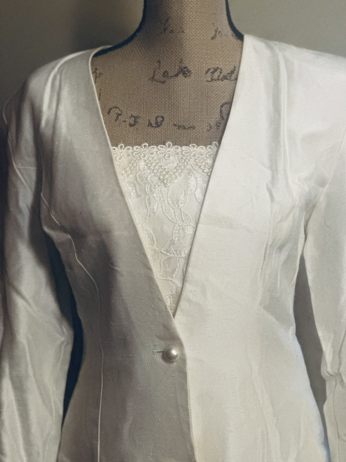Jessica McClintock Vintage White Lace 2 Pc Wedding Formal Skirt Suit Dress Sz8